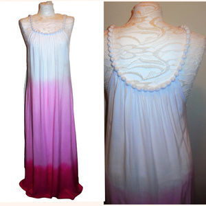 Sundress Summer Maxi Dress Sleeveless Gradient White Pink